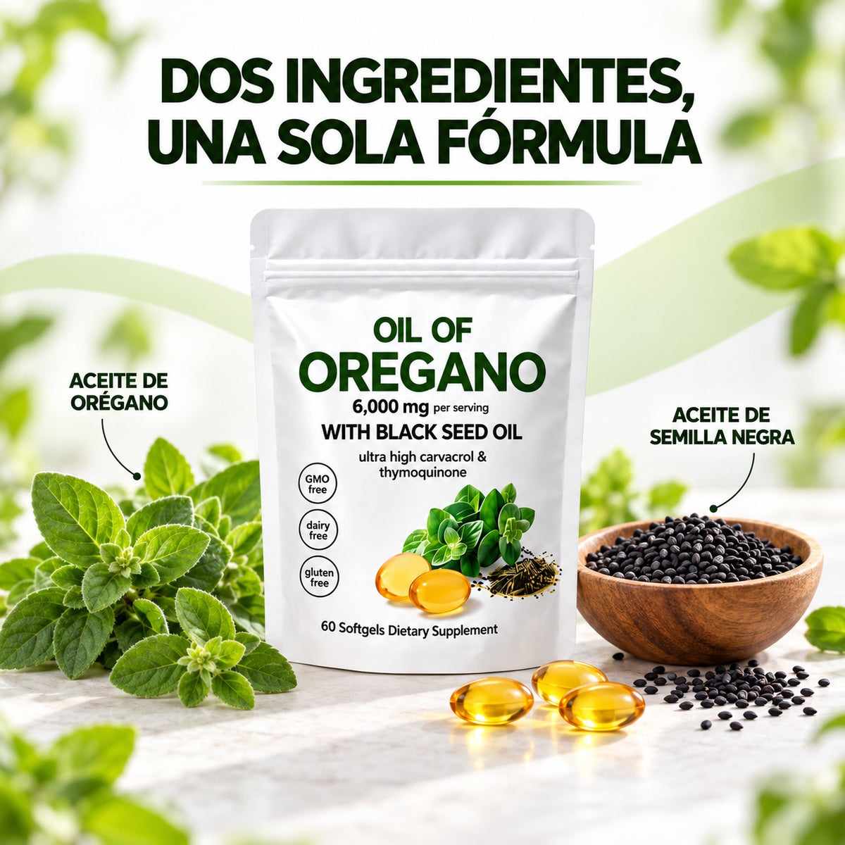 Oregano Black™ – Aceite de Orégano + Semilla Negra (60 cápsulas)