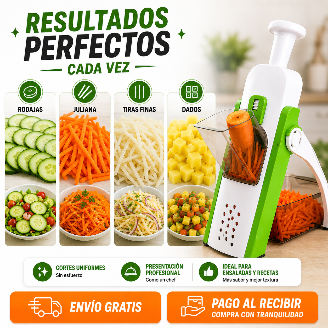 🥇 CortaChef Pro 4 en 1™ - Cortes Perfectos sin Riesgo para tus Manos