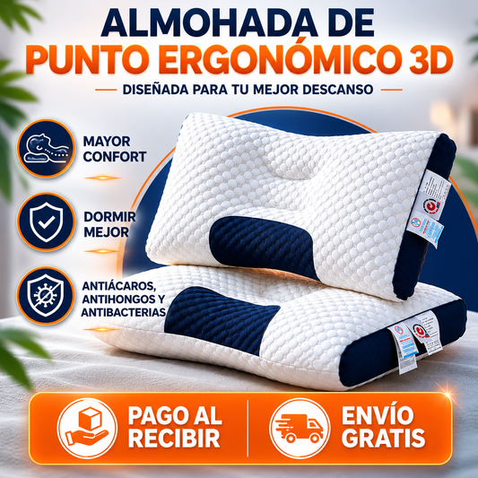 Almohada Ergonómica 3D™ | Descanso Profundo Toda la Noche 🌙
