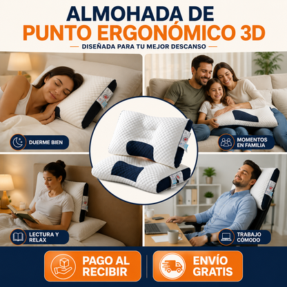 Almohada Ergonómica 3D™ | Descanso Profundo Toda la Noche 🌙