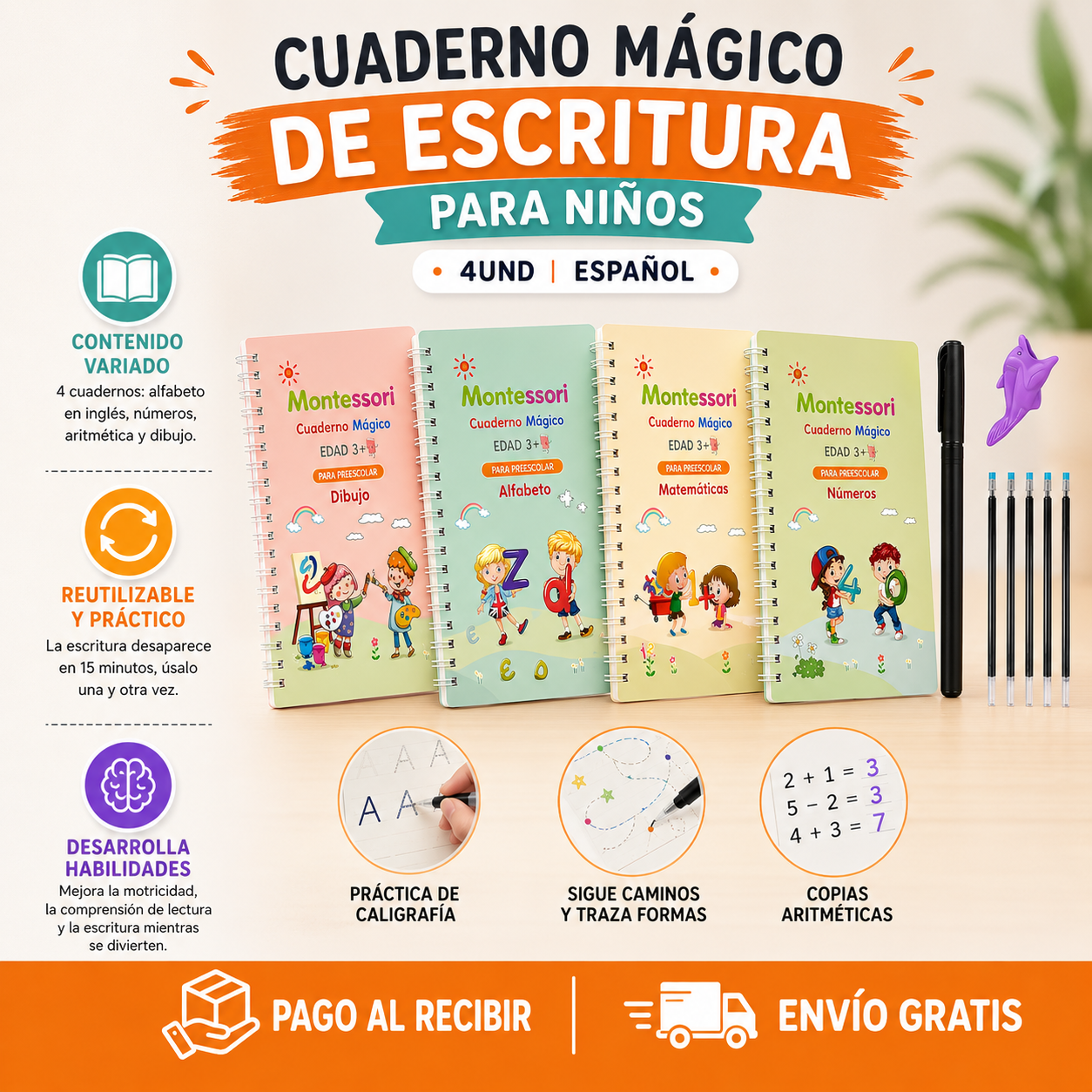 🎓 Cuaderno Montessori Mágico™ | Prepara a Tu Hijo para la Escuela Jugando
