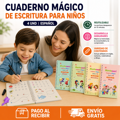 🎓 Cuaderno Montessori Mágico™ | Prepara a Tu Hijo para la Escuela Jugando