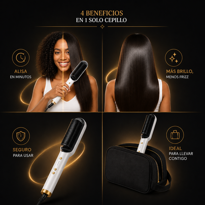 ✨ LisoPerfect Pro™ - Cepillo Alisadora - Cabello Liso y sin Frizz en Minutos
