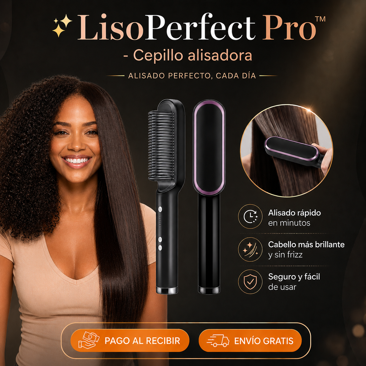 ✨ LisoPerfect Pro™ - Cepillo Alisadora - Cabello Liso y sin Frizz en Minutos