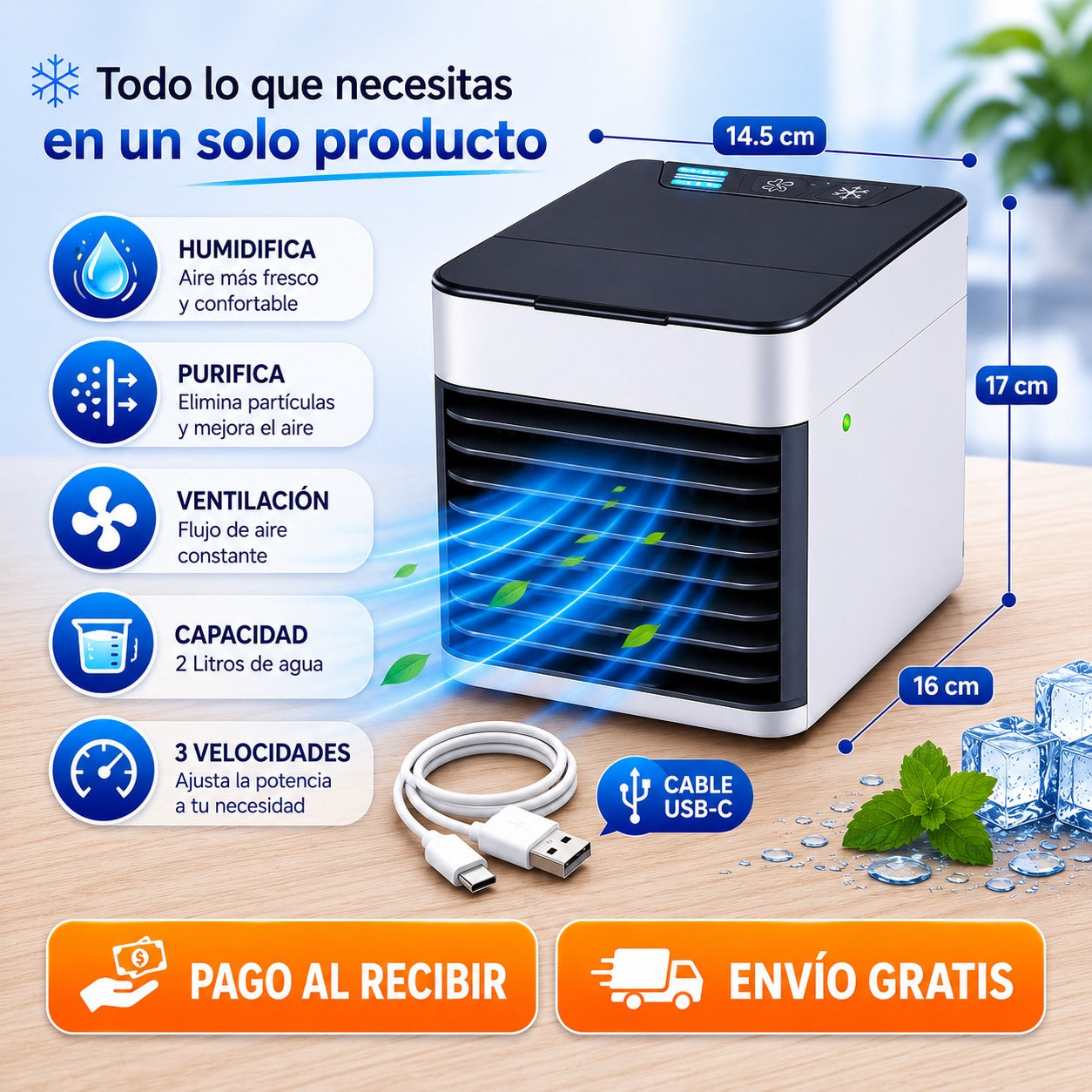 ❄️ Mini Aire Acondicionado Portátil™ Enfría + Humidifica + Purifica