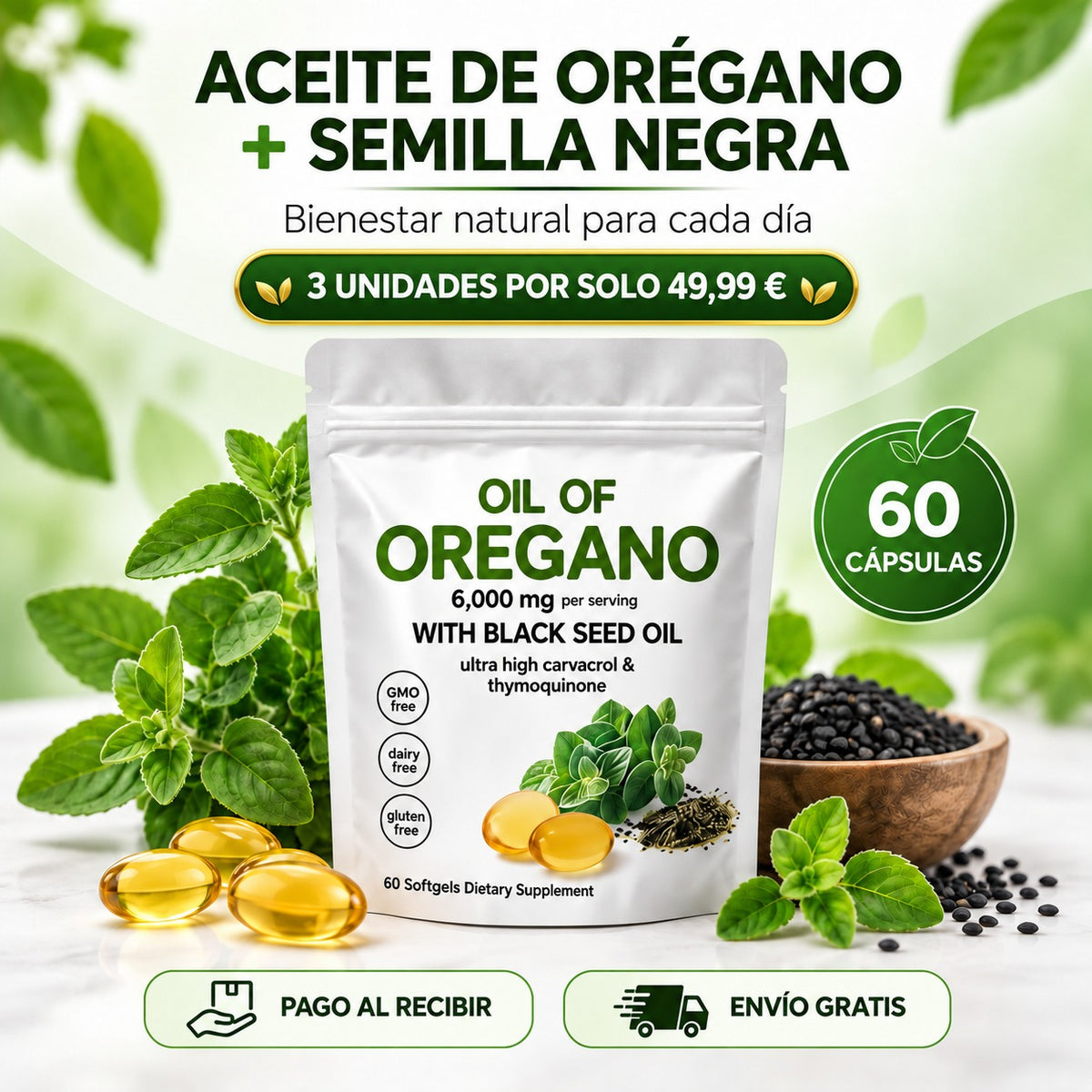 Oregano Black™ – Aceite de Orégano + Semilla Negra (60 cápsulas)