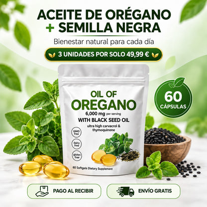Oregano Black™ – Aceite de Orégano + Semilla Negra (60 cápsulas)