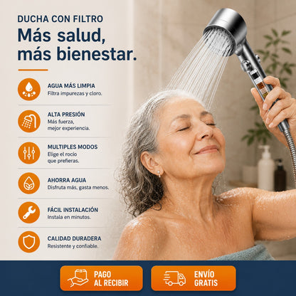 🚿 Alcachofa De Ducha Filtrante Premium™ | Salva Tu Piel, Tu Pelo y Tu Salud✨