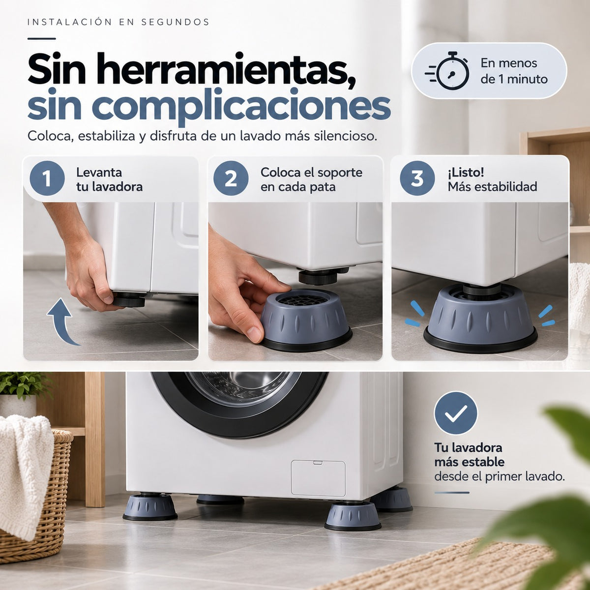 Kit Antivibración para Lavadora | Adiós a Ruidos y Movimientos